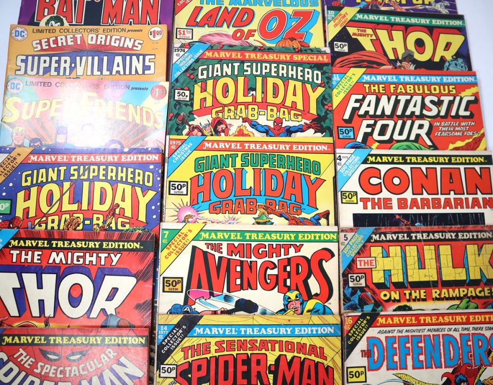 a collection of vinatge comic books